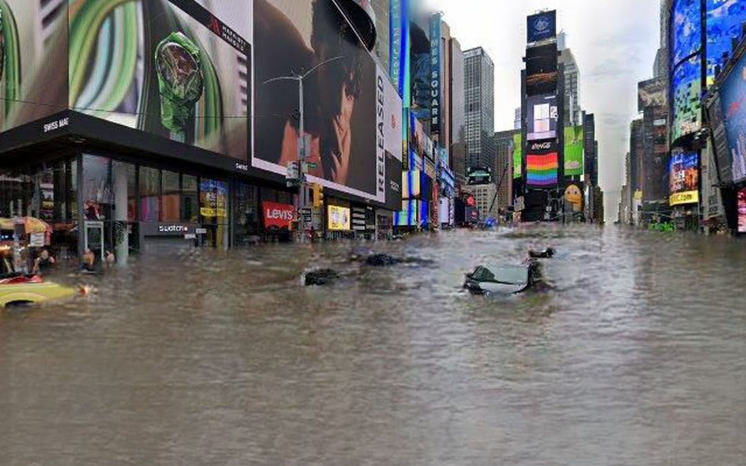 Times Square inundada e avenida Paulista em chamas, assim a crise climática afetará a sua rua