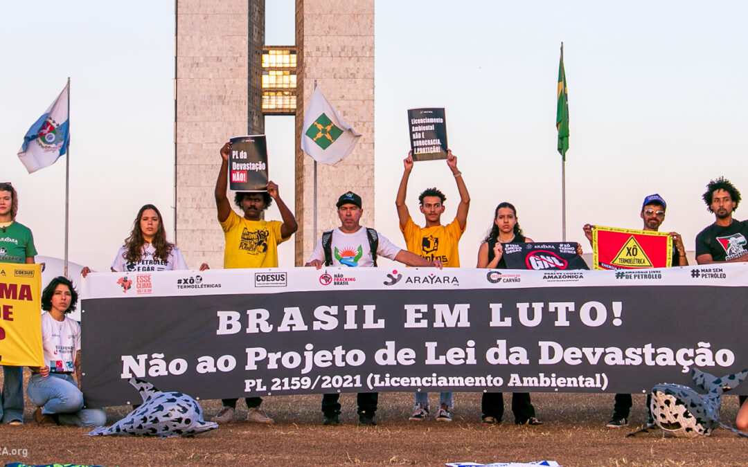 Protesto alerta para a expansão de projetos fósseis facilitados pelo “PL da Devastação”
